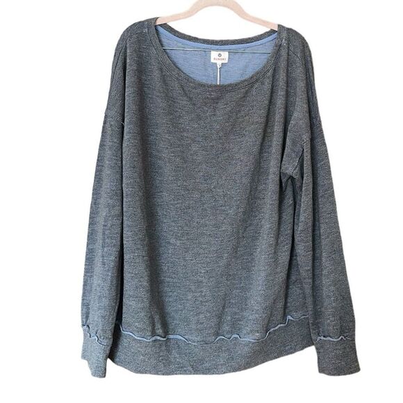 NWT Sundry Women’s Pullover Sweatshirt Oversized Raw Hem Gray Blue SIZE 3 L - Picture 1 of 7